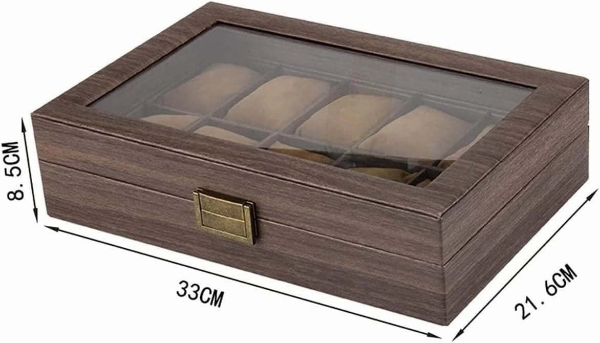 Watch Box Watch Case Watch Organizer Elegant PU Leather 10 Slots Watch Box Lockable Bracelet Holder Showcase With Clear Top Watch Organiser Men