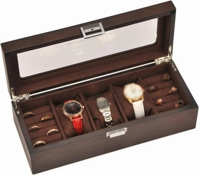 Watch Box Watch Ring Storage Box, Glass Sunroof Jewelry Box Light Luxury Wooden Watch Organizer Gift watch storage box