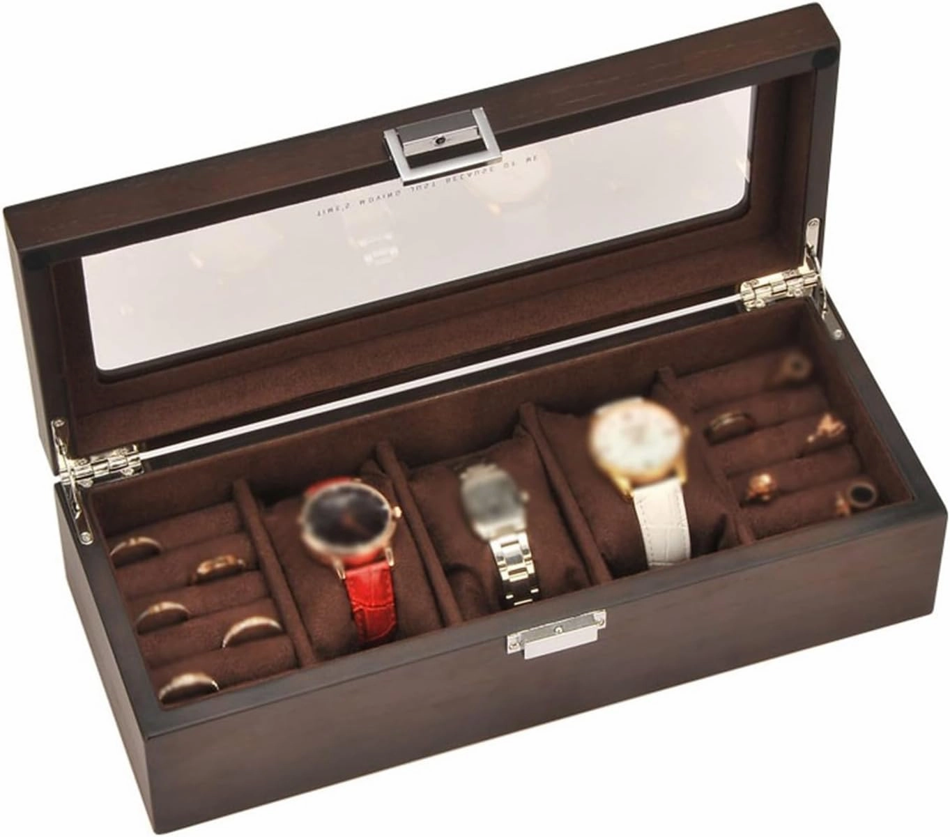 Watch Box Watch Ring Storage Box, Glass Sunroof Jewelry Box Light Luxury Wooden Watch Organizer Gift watch storage box