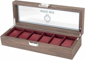 Watch Roll Watch Case Watch Stand Watch Box Watch Display Organizer Elegant Wood 6 Grids Watch Box Jewelry Storage Case With Clear Top Secure Lock Watch Winder Watch Organizer ( Color : Rojo , Size :