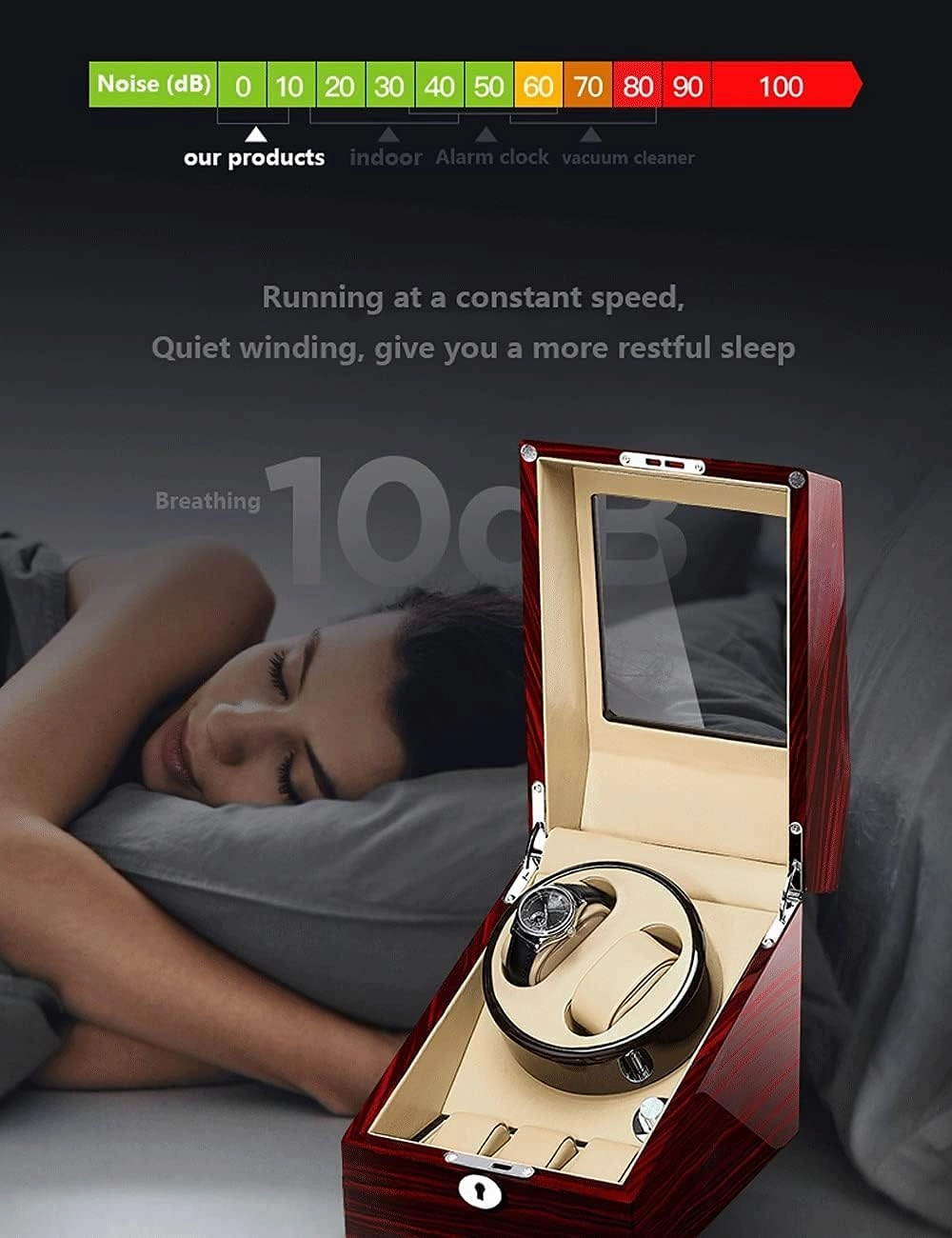 Watch Winder for 2 Watches, 3 Additional Storage, Luxury Piano Paint, Ultra-Quiet Motor, Watch Shaker for Menwomen, LED Light