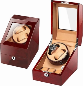 Watch Winder for 2 Watches, 3 Additional Storage, Luxury Piano Paint, Ultra-Quiet Motor, Watch Shaker for Menwomen, LED Light