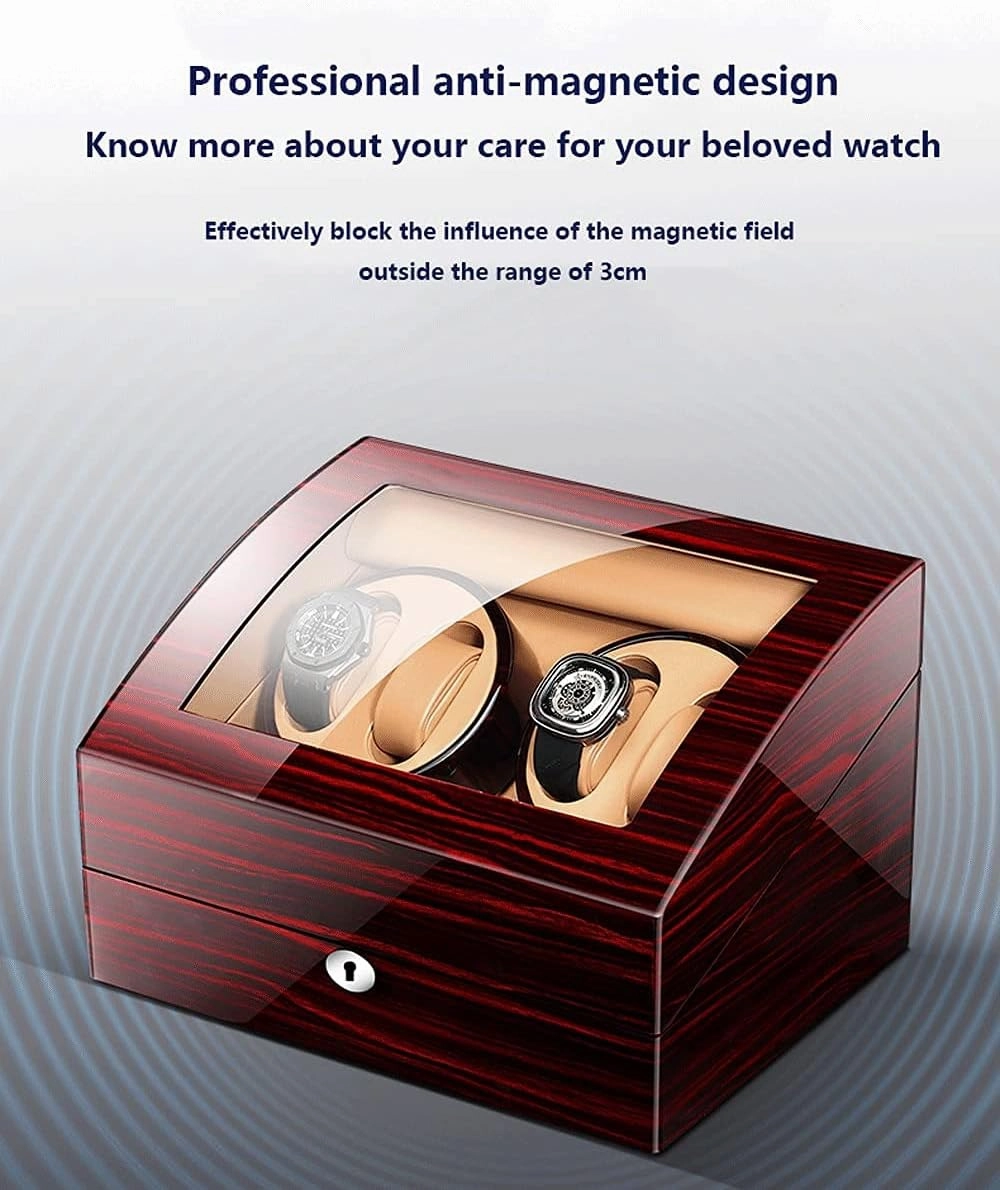 Watch Winder for 2 Watches, 3 Additional Storage, Luxury Piano Paint, Ultra-Quiet Motor, Watch Shaker for Menwomen, LED Light