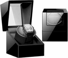 Watch Winder for Single Watch Piano Paint Ultra-Quiet Motor Watch Shaker for Mechanical Watches LED Light for Men Women Watch Winder