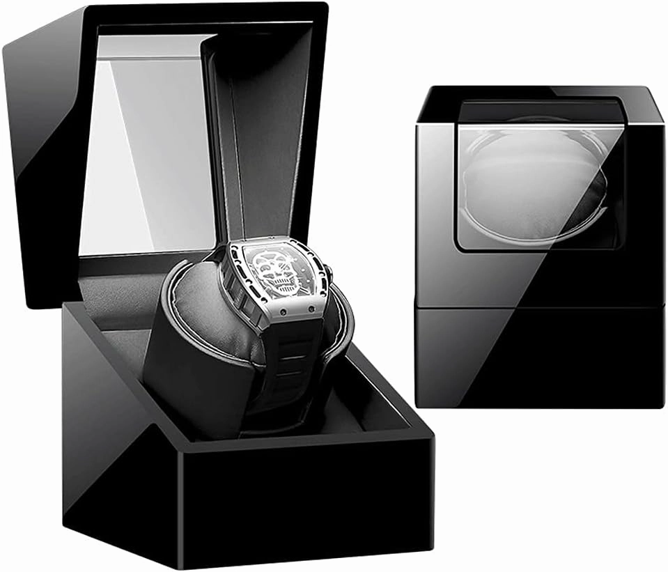 Watch Winder for Single Watch Piano Paint Ultra-Quiet Motor Watch Shaker for Mechanical Watches LED Light for Men Women Watch Winder