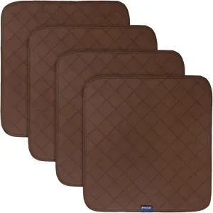 Waterproof Incontinence Chair Pads, 22" x 21" Wheelchair Reusable Seat Pads Cover, Washable Nursery Seat Protector, 4 Pack Brown