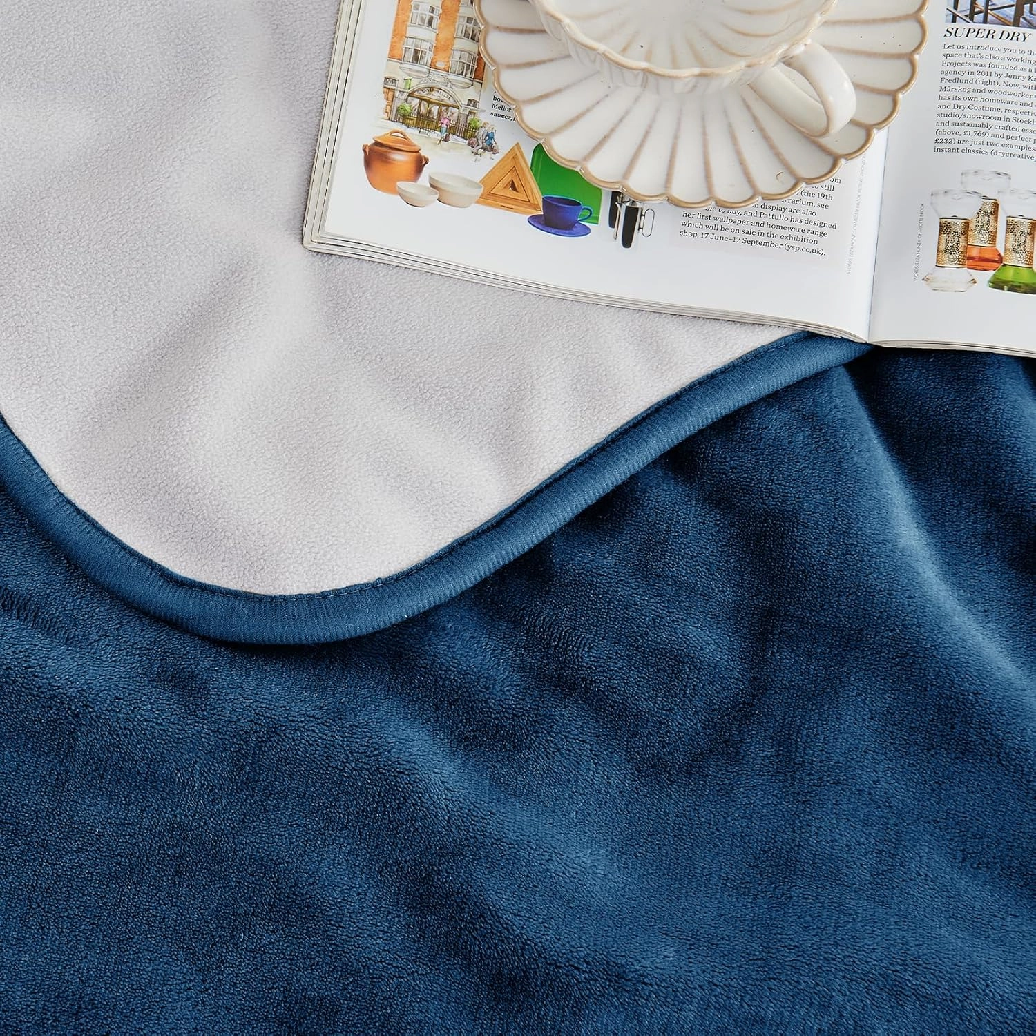 Waterproof Blanket 60"x80" for Adults, Reversible Waterproof Bed Cover for Dogs Cats Pets, Soft Leakproof Blanket for Bed Couch Sofa Furniture Protector, Navy Blue/Light Grey