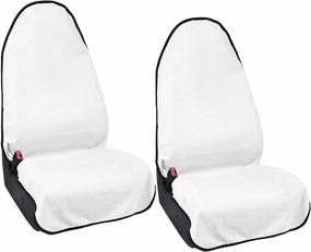 Waterproof Sweating Car Seat Cover for Post Gym Workout, Running, Swimming, Beach and Hiking, Universal Fit Non-Slip Bucket Seat Protector for Cars SUV Trucks, Machine Washable (2pcs White)