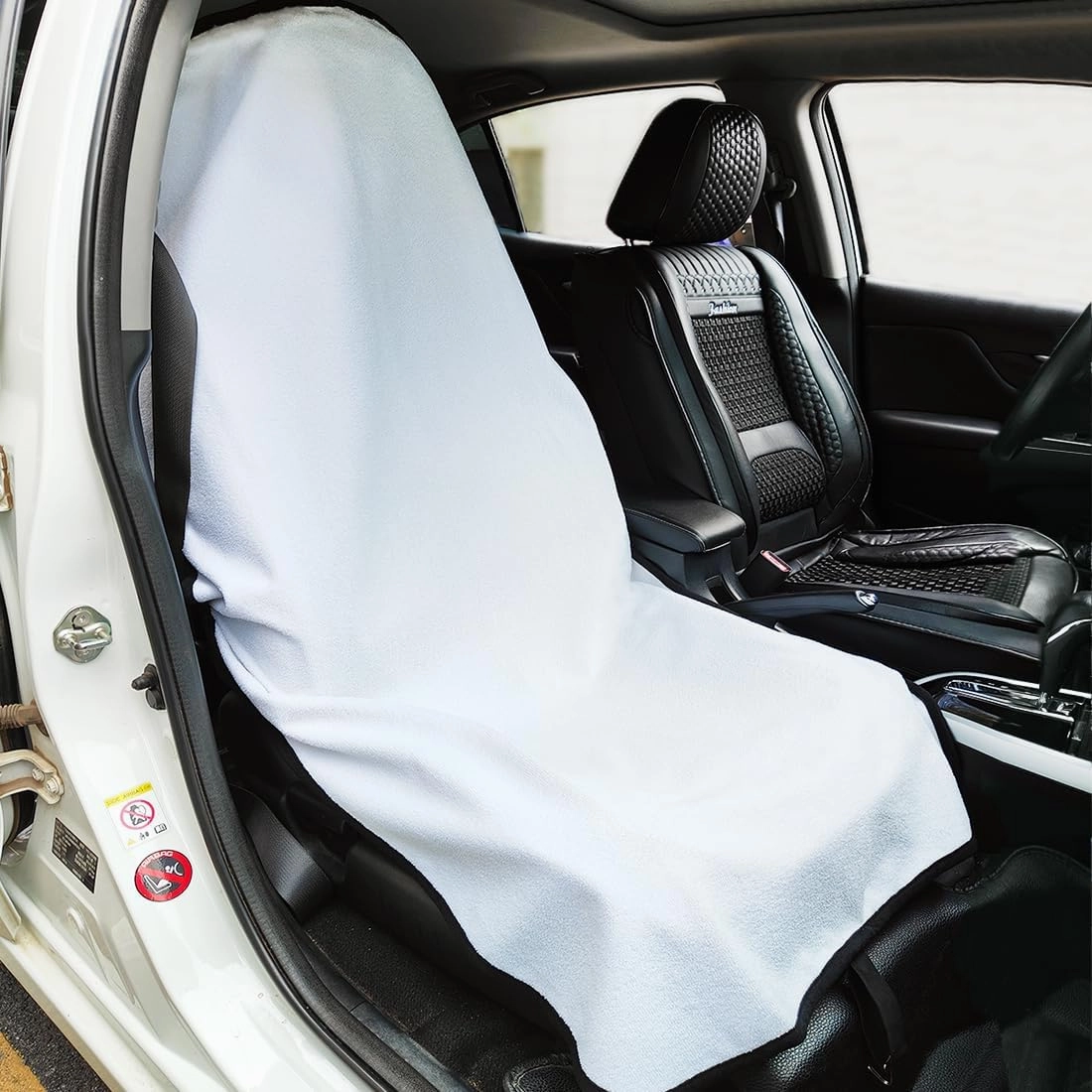 Waterproof Sweating Car Seat Cover for Post Gym Workout, Running, Swimming, Beach and Hiking, Universal Fit Non-Slip Bucket Seat Protector for Cars SUV Trucks, Machine Washable (2pcs White)