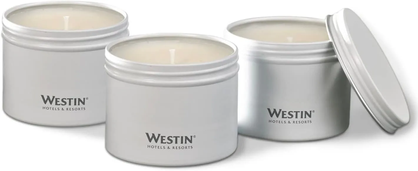 Westin White Tea Candle in a Tin - Hand-Poured, Soy Candle in Tin - Signature White Tea Scent - 4 oz. - Set of 3