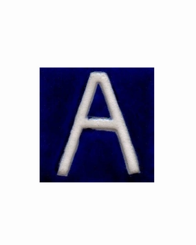 White A Alphabet Blue Tile (2x2)