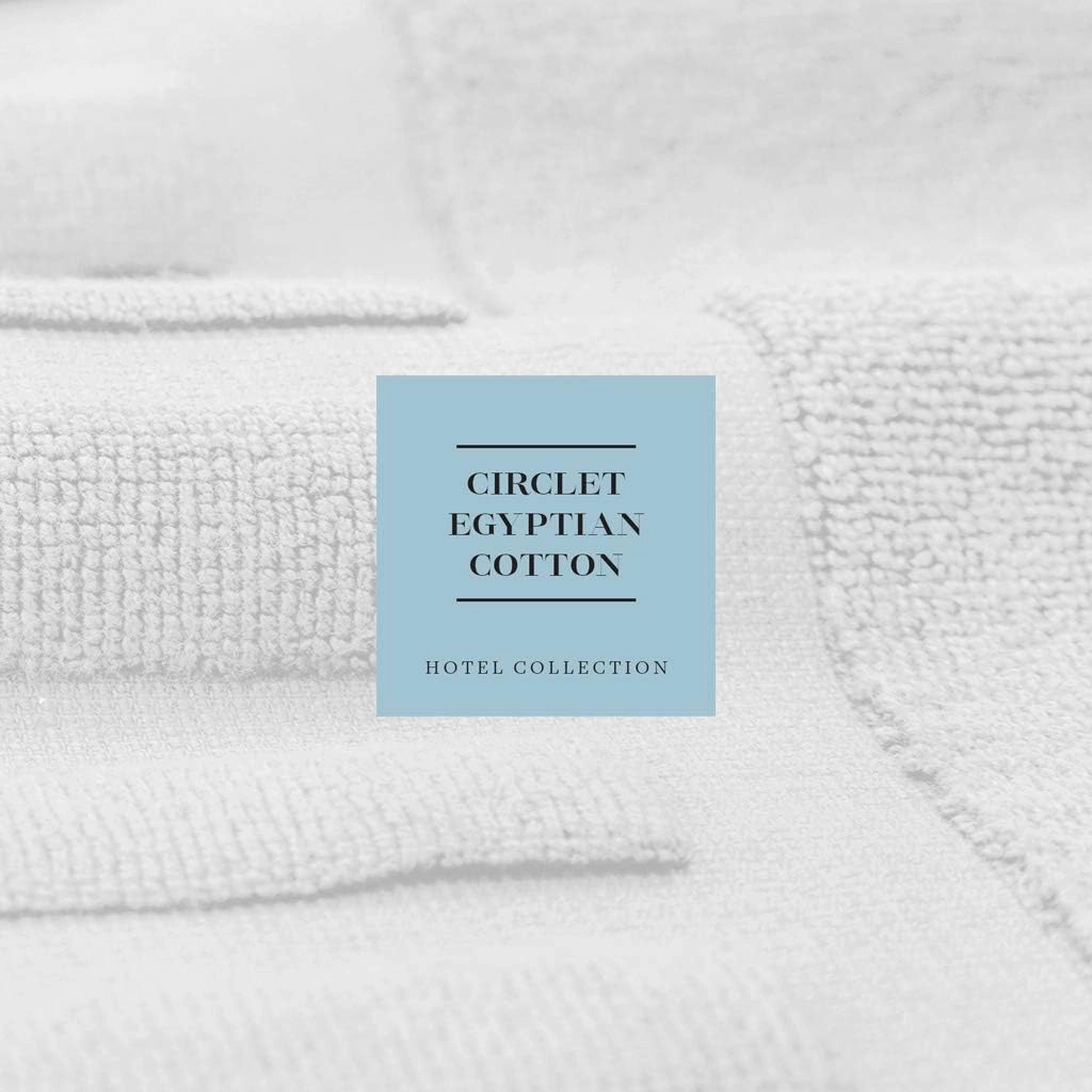White Classic Luxury Bath Mat Floor Towel Set - Absorbent Cotton Hotel Spa Shower/Bathtub Mats [Not a Bathroom Rug] 22"x34" | 2 Pack | Gray/White