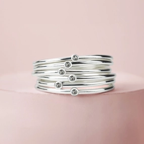 White Diamond Stacking Rings