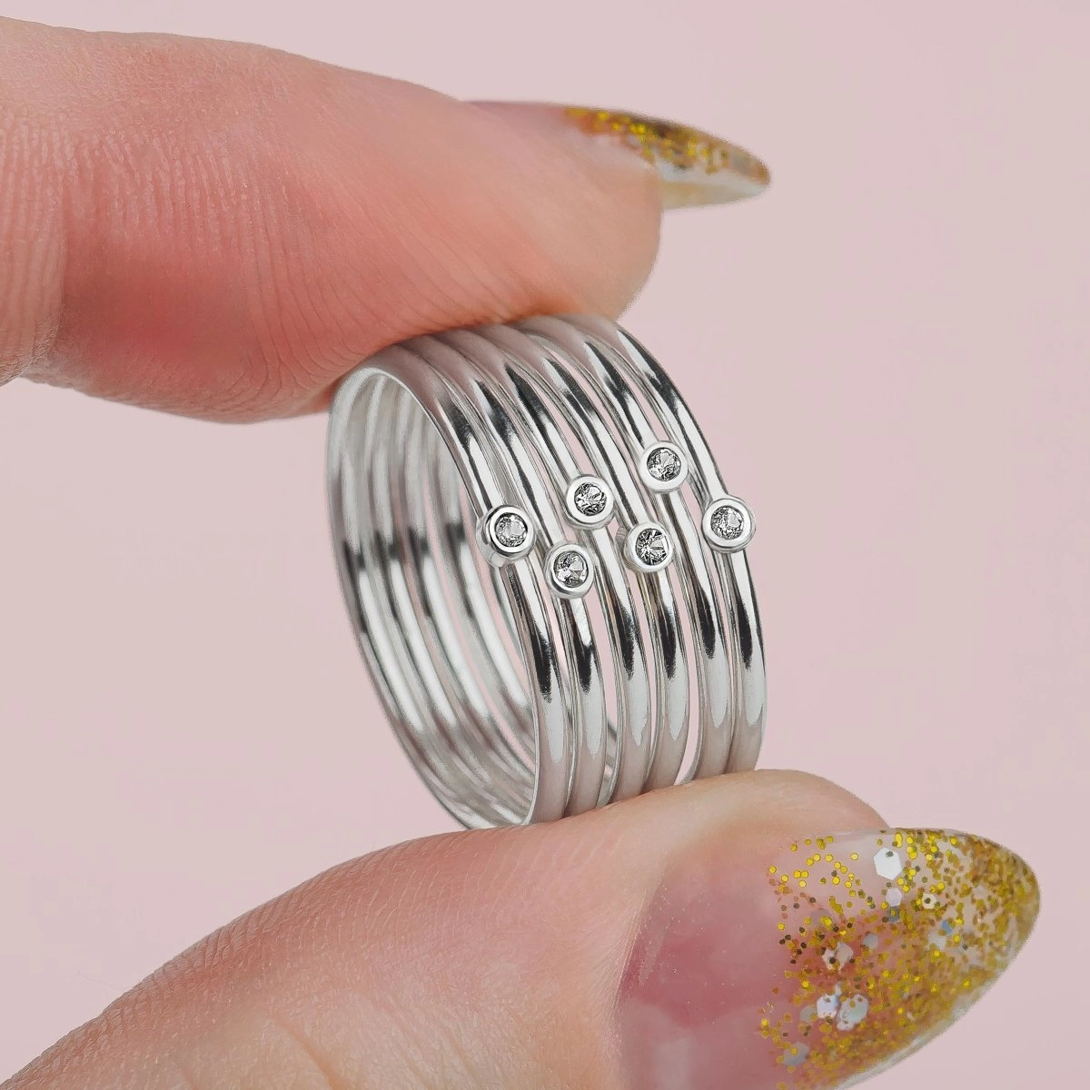 White Diamond Stacking Rings