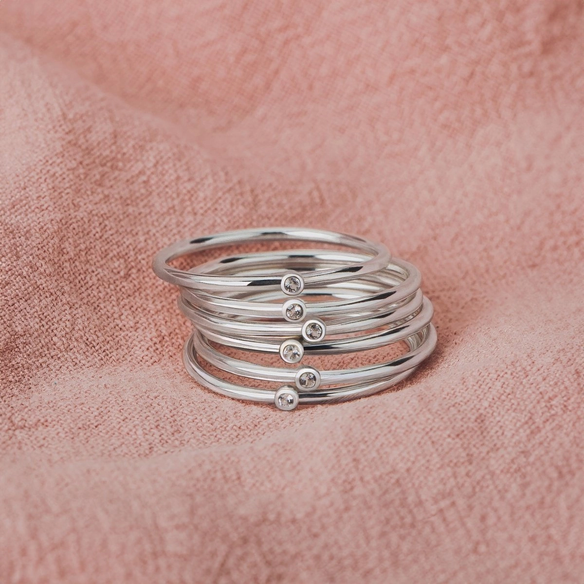 White Diamond Stacking Rings
