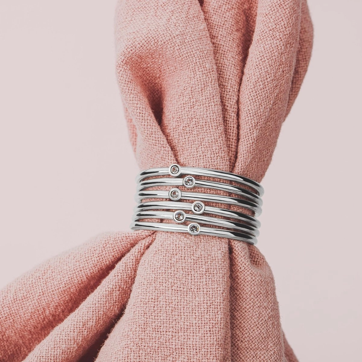 White Diamond Stacking Rings