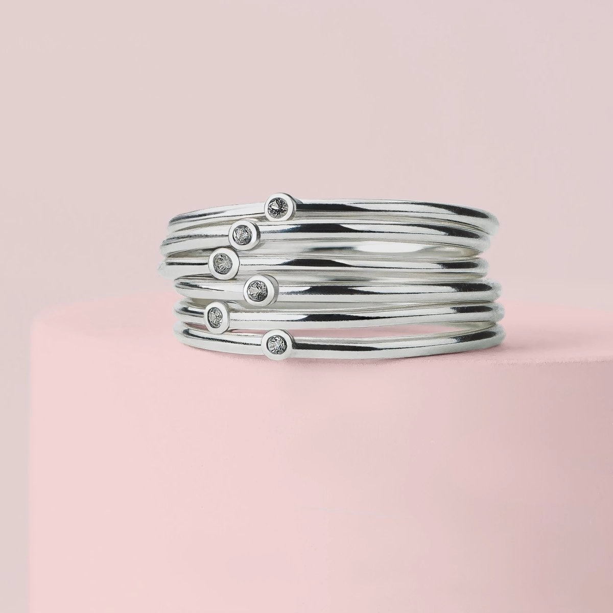White Diamond Stacking Rings