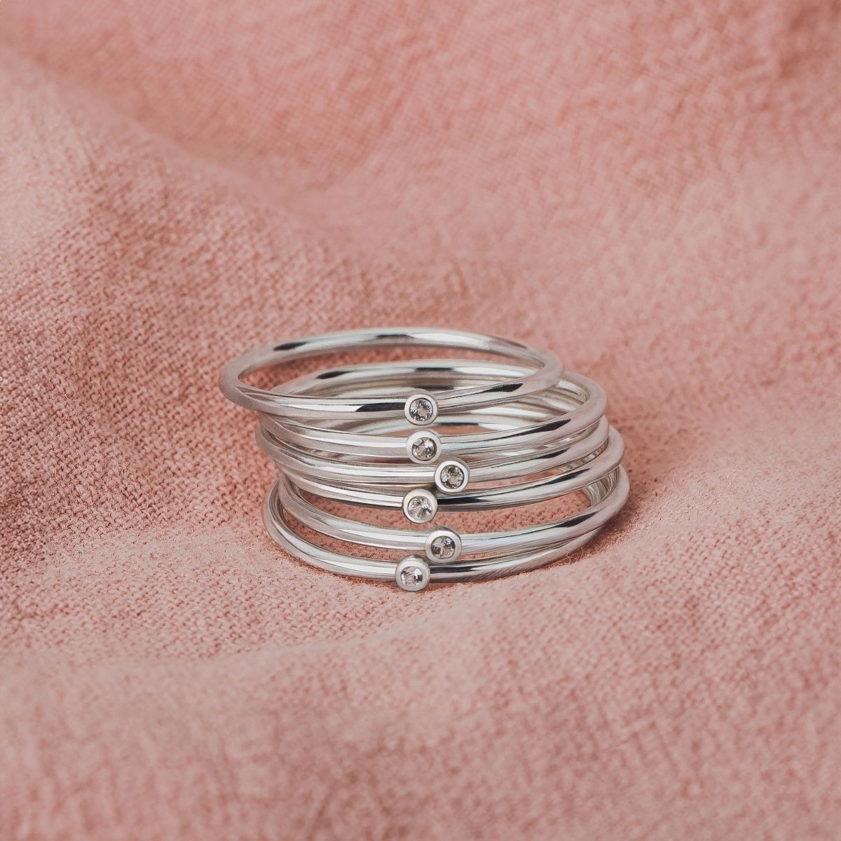 White Diamond Stacking Rings