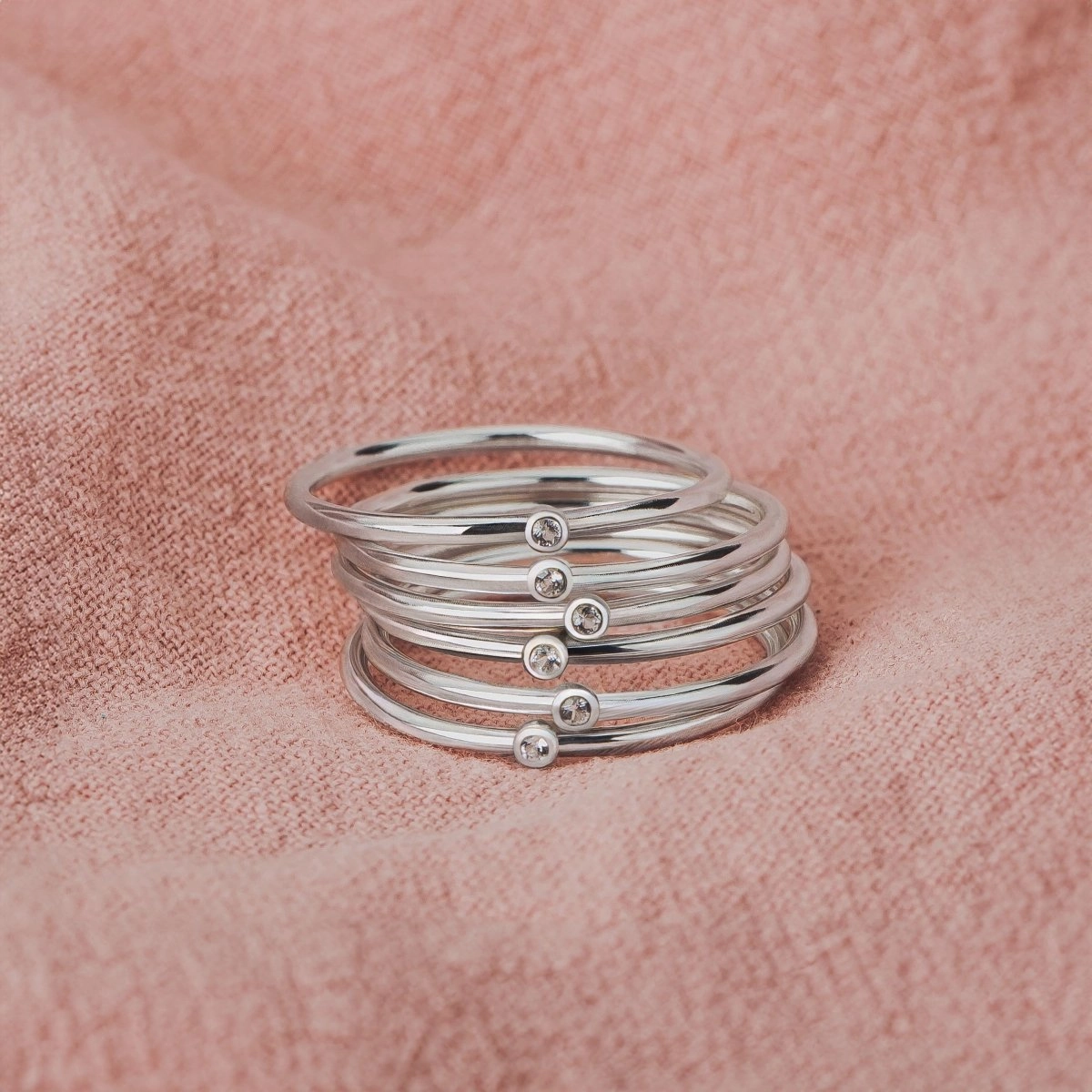White Diamond Stacking Rings