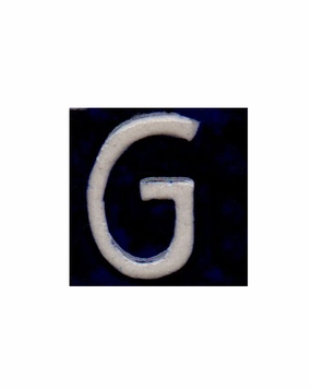 White G alphabet blue tile (2x2)