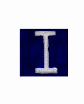 White I alphabet blue tile (2x2)