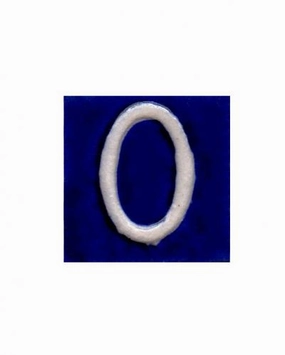 White O alphabet blue tile (2x2)