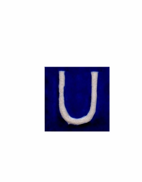 White U alphabet blue tile (2x2)