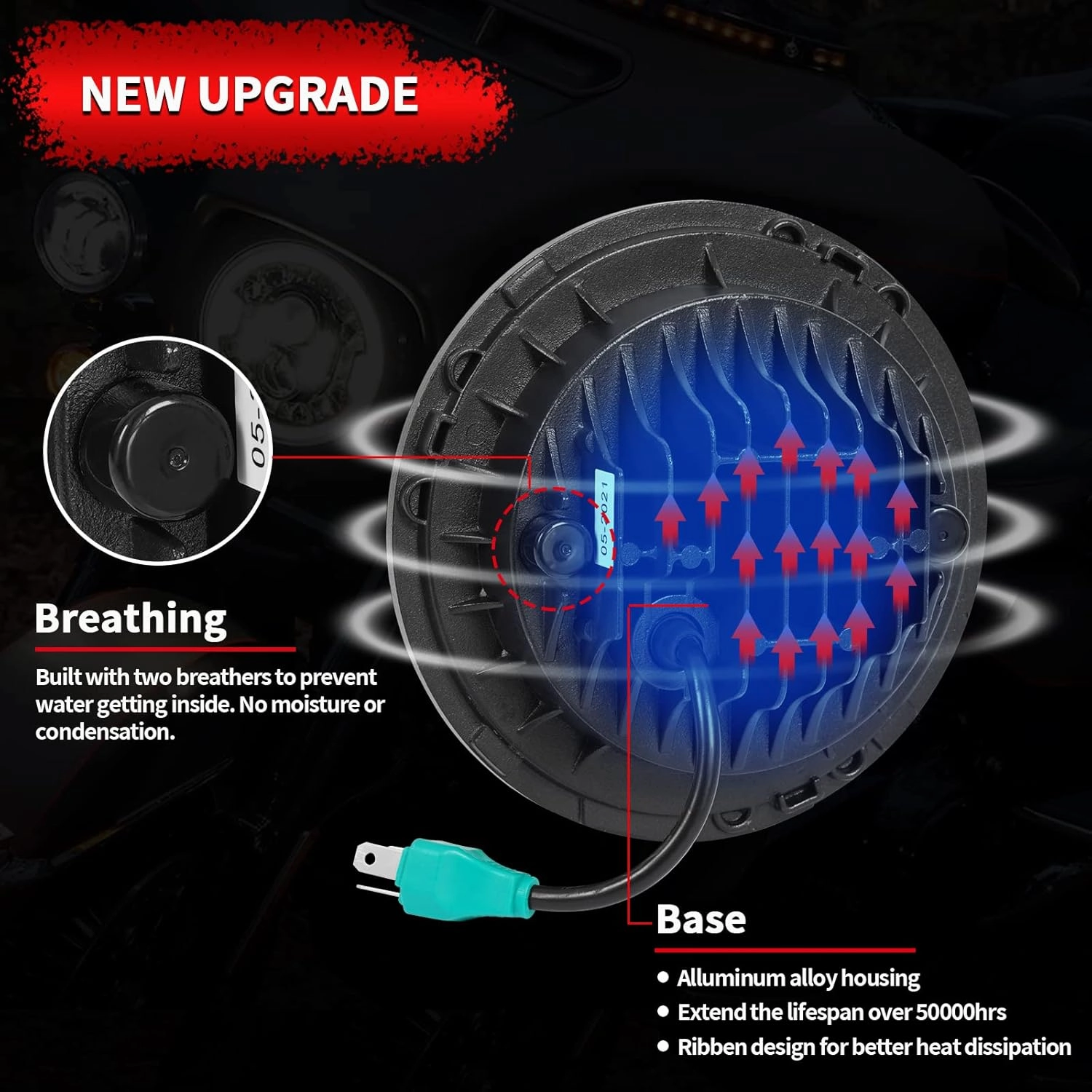 Wisamic Motorcycle LED Headlight 7inch, 4.5 inch Passing Lamps Fog Lights and Mounting Ring, Compatible with Harley Davidson Road King Ultra Classic Electra Street Glide Softail Deluxe Fatboy (Black)