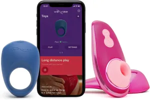 Womanizer Liberty 2 Cosmic Pink Pleasure Air Clitoris Sucker with Travel Case & We-Vibe Pivot Vibrating Cock Ring - Couples Sex Toys Bundle