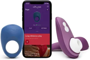 Womanizer Liberty 2 Purple Pleasure Air Clitoris Sucker with Travel Case & We-Vibe Pivot Vibrating Cock Ring - Couples Sex Toys Bundle
