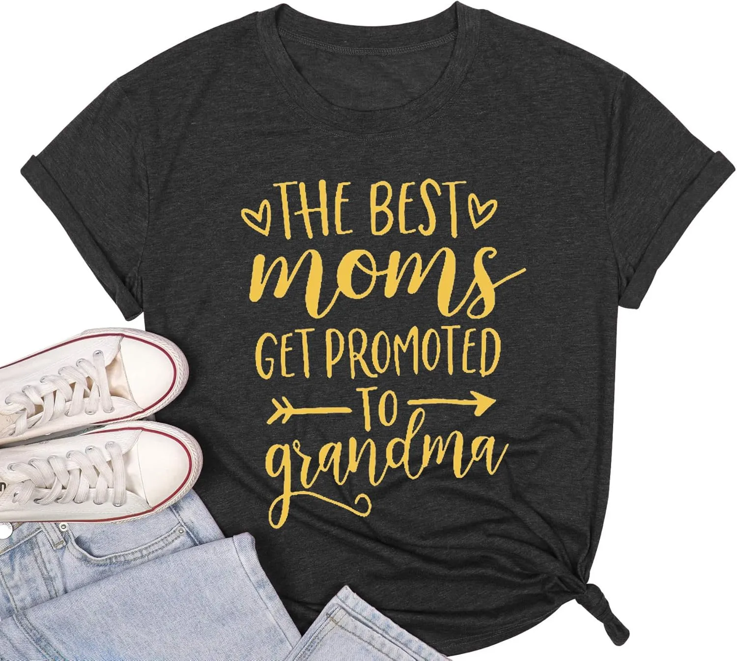 Women Best Moms Shirt Get Promoted to Grandma T Shirt Grandmother Gift Shirt Short Sleeve Casual Tee Top