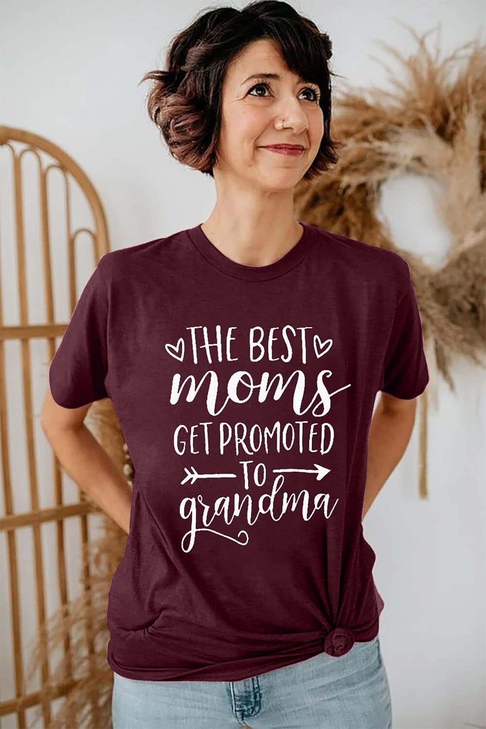 Women Best Moms Shirt Get Promoted to Grandma T Shirt Grandmother Gift Shirt Short Sleeve Casual Tee Top