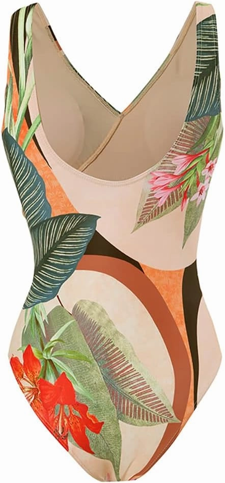 Women One Piece Swimsuit with Matching Cover Ups Floral Sexy Bikini Sets High Cut Push Up Two Pieces Bathing Suit