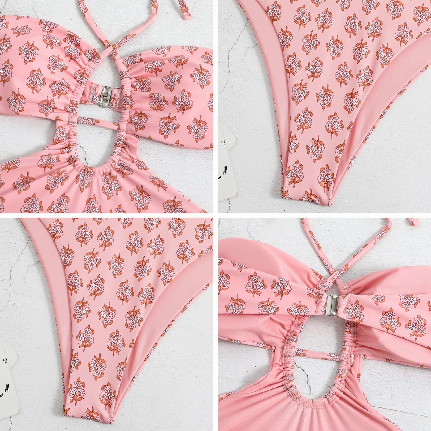 Women One Piece Swimsuit with Matching Cover Ups Floral Sexy Bikini Sets High Cut Push Up Two Pieces Bathing Suit