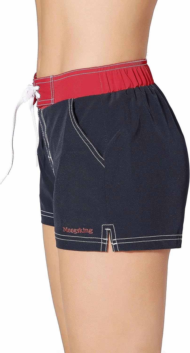 Women Quick Dry Swimwear Trunks Sports Board Shorts with Soft Briefs Inner Lining