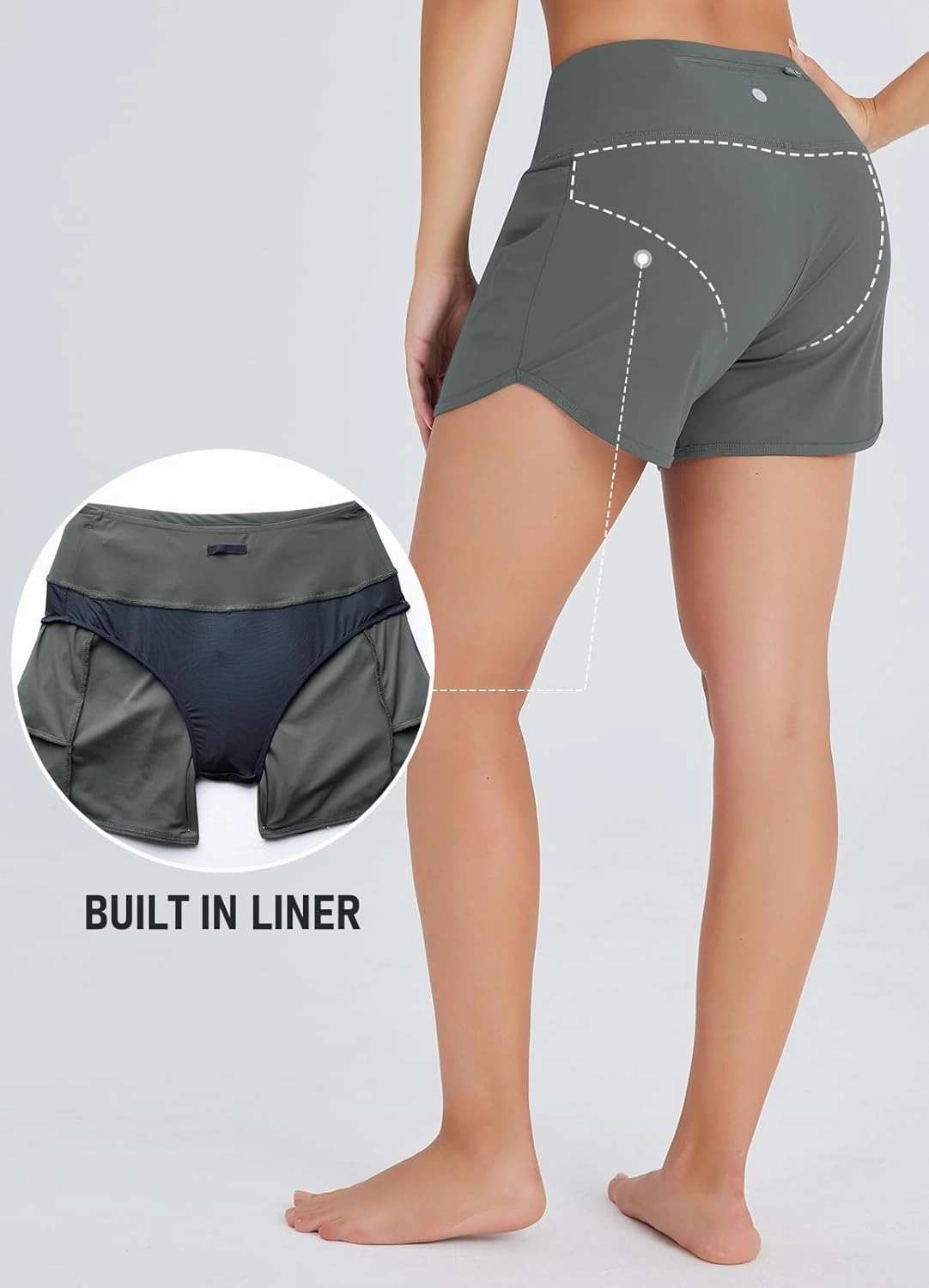Women's 4" Swim Shorts High Waisted UPF50  Board Shorts Tummy Control Boy Shorts Swimsuit Bottoms