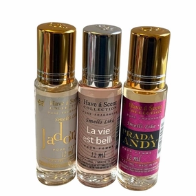 Women's Perfume Oil Trio - 3-Pack Roll-On Scents, Long-Lasting & Travel-Friendly Aromas, LVE,JAD,PCAN
