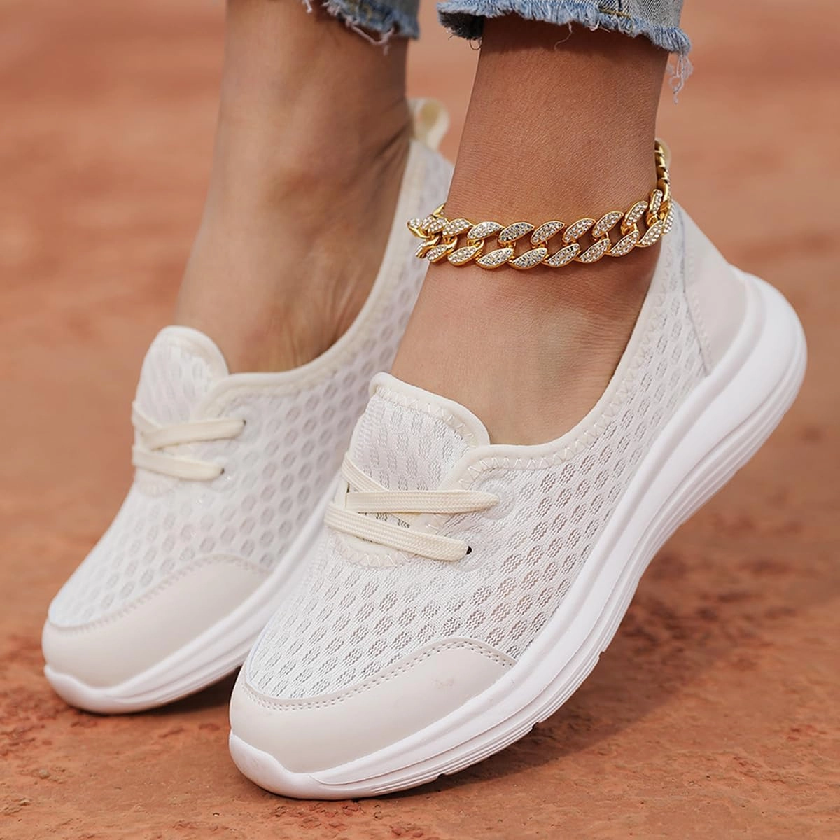 Women's Soft Sole Mesh Comfort Orthopedic Shoes, Slip-On Flat Walking Shoes, Arch Support Walking Shoes, Lightweight Casual Shoe