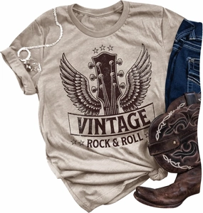 Women Vintage Graphic Tees for Women Rock Band T Shirt Casula Country Concert Outfits Short Sleeve Vintage Band Shirts