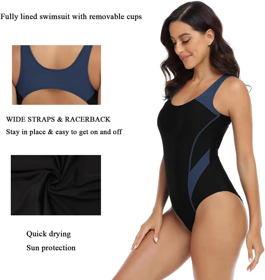 Women’s Athletic One Piece Swimsuit Racerback Competitive Modest Bathing Suit