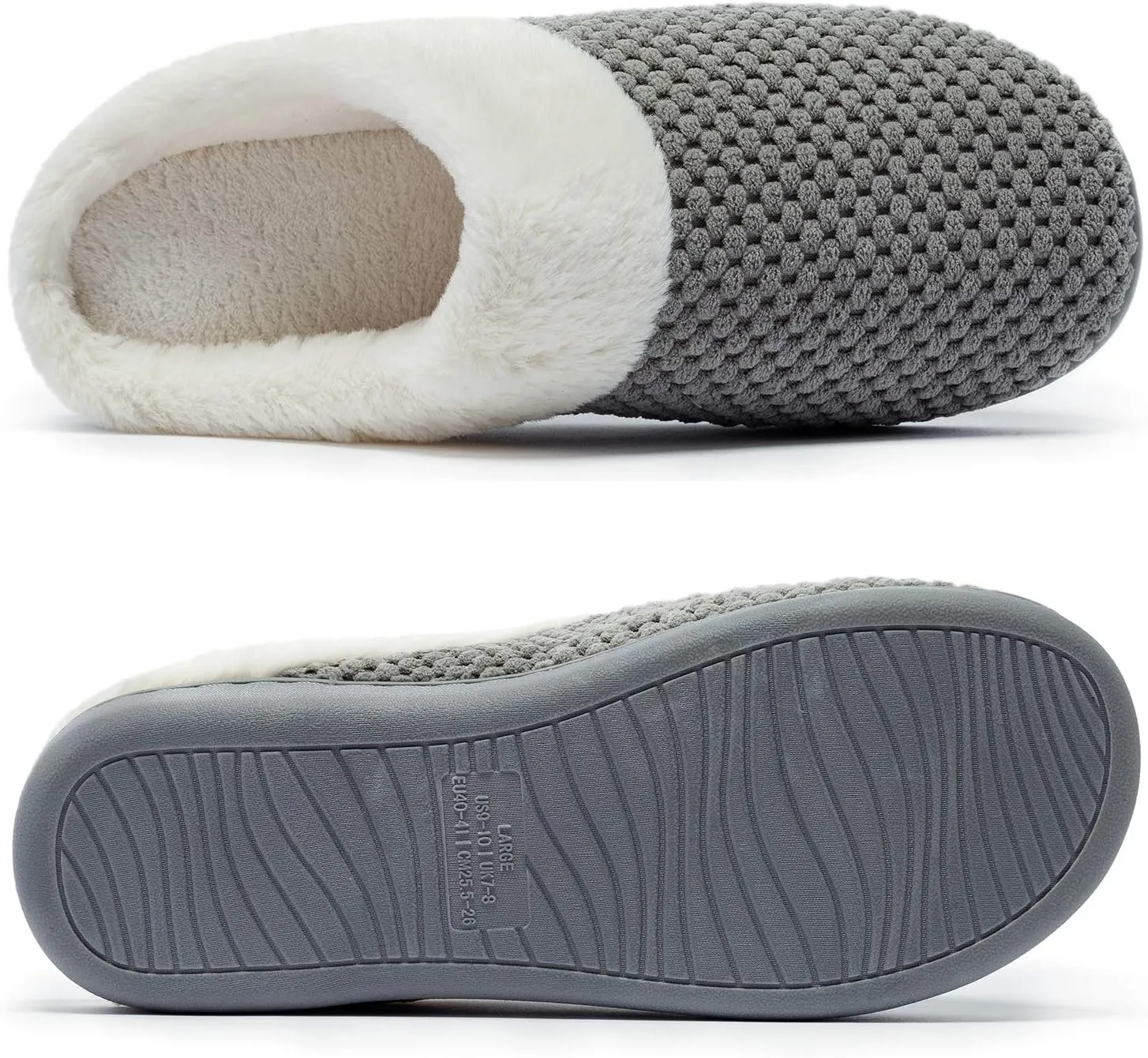 Womens Memory Foam Slippers Plush Fleece Lined Lady House Slippers Anti-Skid for Indoor Outdoor