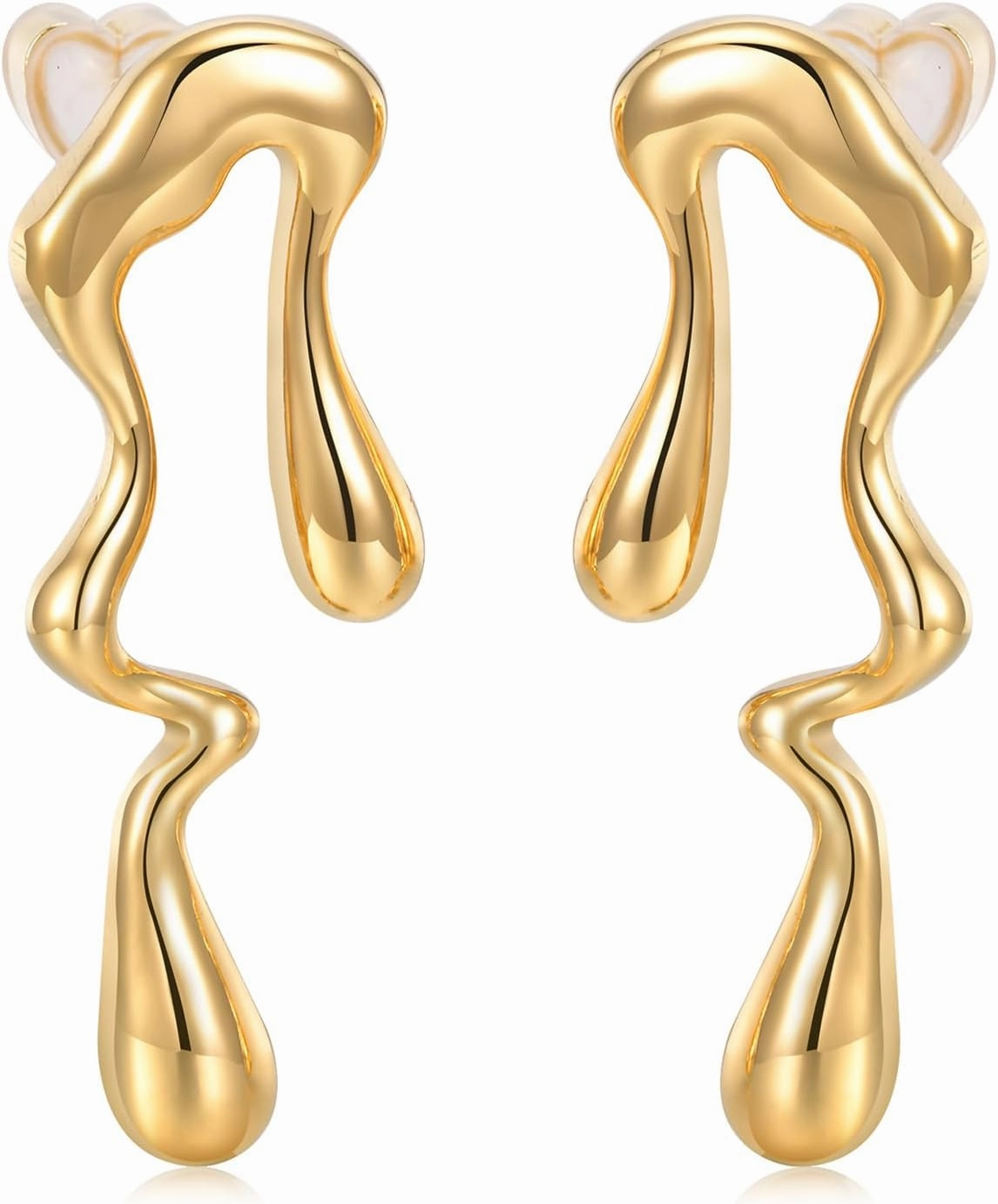 Womens Gold Studs Earrings, 14K Gold Plated Personality Big Stud Earring,Stainless Steel Hypoallergenic Ear Rings Trendy Jewelry,Christmas Birthday Gifts for Her Girlfriend Sister