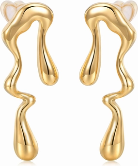 Womens Gold Studs Earrings, 14K Gold Plated Personality Big Stud Earring,Stainless Steel Hypoallergenic Ear Rings Trendy Jewelry,Christmas Birthday Gifts for Her Girlfriend Sister