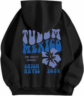 Womens Letter Floral Print Hoodie 2024 Oversized Baggy Trendy Thermal Sweatshirts Cozy Hip Hop Y2K Casual Streetwear