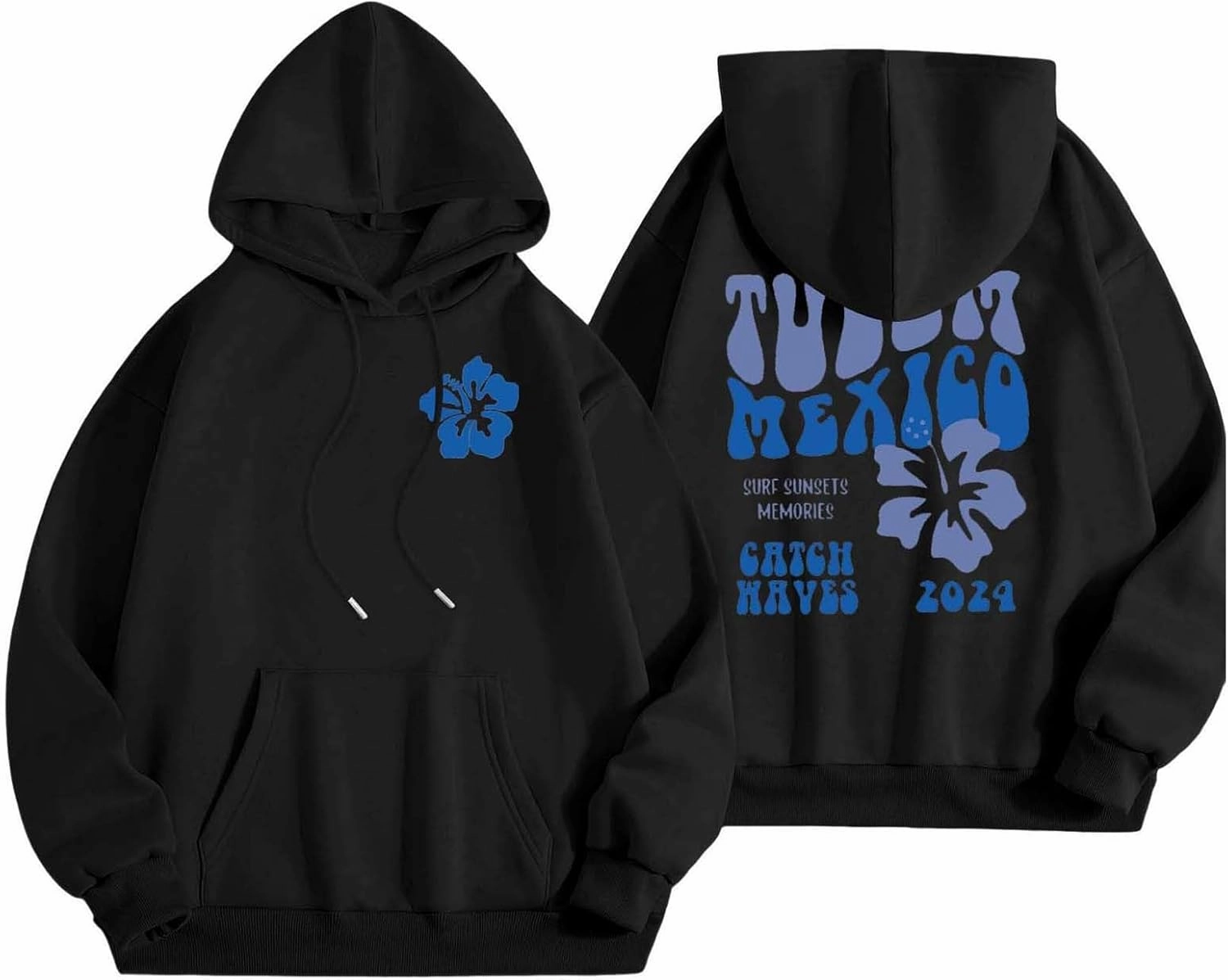 Womens Letter Floral Print Hoodie 2024 Oversized Baggy Trendy Thermal Sweatshirts Cozy Hip Hop Y2K Casual Streetwear
