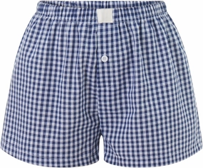 Womens Y2k Cute Plaid Striped Print Pajama Boxer Shorts Gingham Lounge PJ Bottoms Shorts Checkered Sleep Shorts