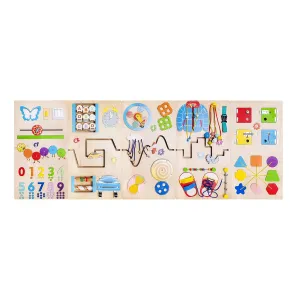 Wooden sensory wall busy board for kids, Activity wall toy for schools, library and church. Montessori Furniture for indoor playground and waiting rooms (Bright)