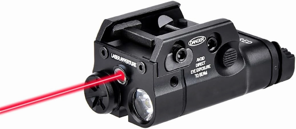 X2C Red/Green Laser Light Flashlight Sight Combo，LED 80 Lumens Tactical Flashlight with Laser，Compact Rail Mount Tactical Flashlight Laser Beams，with Momentary Mode，for 20MM Rail Mount (Red Laser BK)