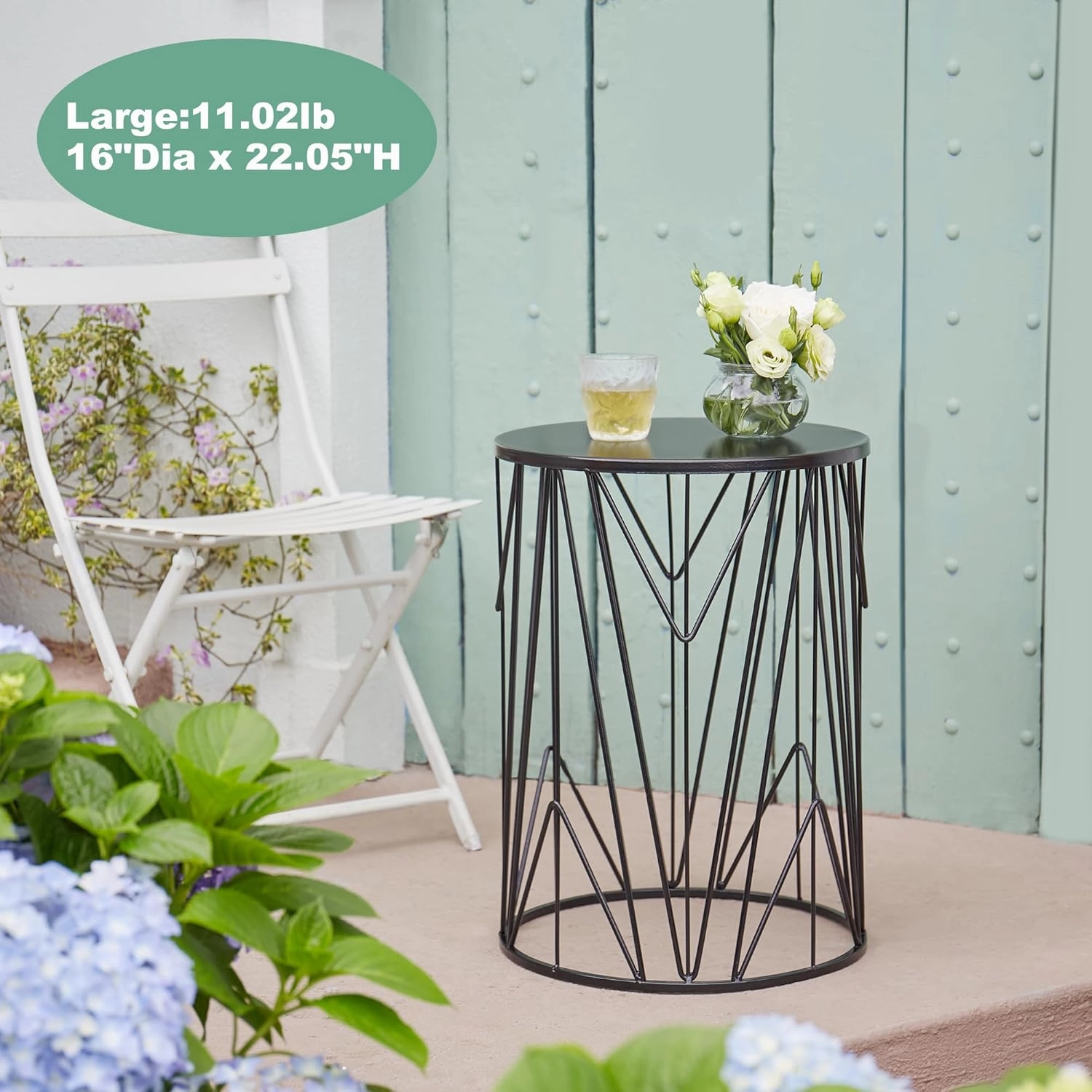 Y&M Set of 3 Stacking Coffee Table for Living Room, Nesting Side Table,Indoor End Tables for Bedroom, Outdoor Decorative Garden Stool with Heavy Duty Metal Frame Modern Industrial Decor - Black