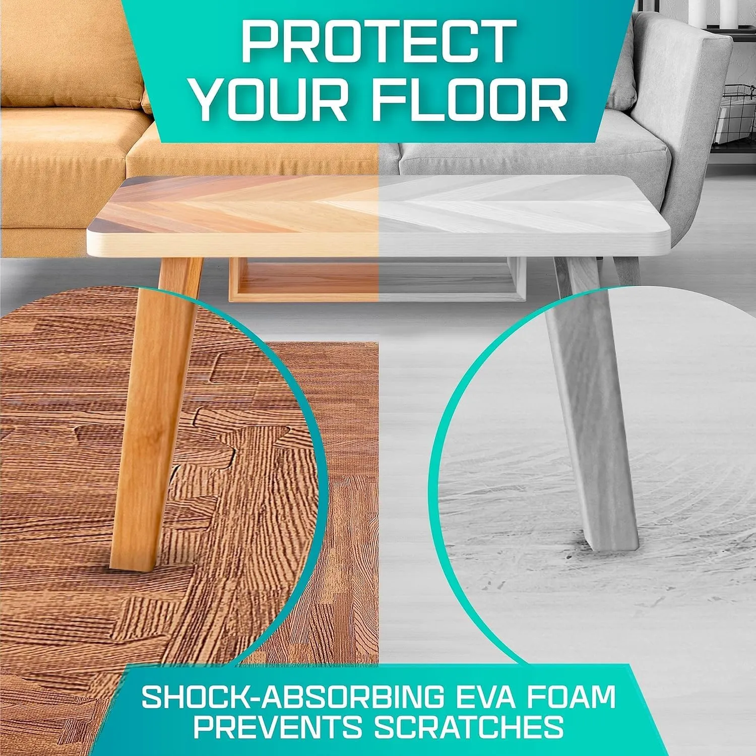 Yes4All 48SQ.FT Wood Grain Puzzle Exercise Mat Protective Flooring, EVA Interlocking Foam Floor Tiles with Border for Home